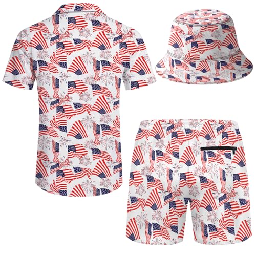 2 Piece Outfits Hawaiian Shirt and Shorts with Hat2