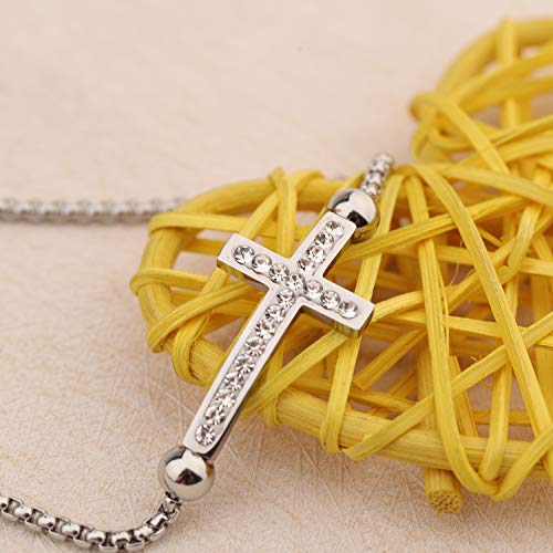 Bobauna Sideways Cross Adjustable Link Bracelet Christian In Good Faith Bracelet Religious Jewelry Baptism Gift (Cross God Bracelet) #TOP2