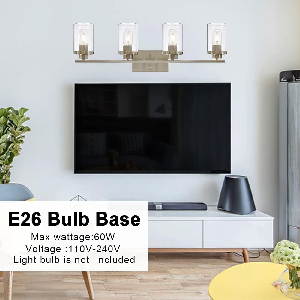 New Product ELUZE Industrial Bathroom Vanity Light, 4-Lights Modern Brushed Nickel with Clear Glass Vintage Wall Lamp Light Fixture for Bathroom Dressing Table Mirror Cabinets Vanity Table Best Cyber Deals 🔥 ELUZE Industrial Bathroom Vanity Light, 4-Lights Modern Brushed Nickel with Clear Glass Vintage Wall Lamp Light Fixture for Bathroom Dressing Table Mirror Cabinets Vanity Table