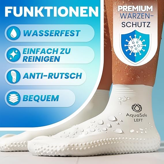 Aquasafe Badesocken – Wasserdichte Schwimmsocken Kinder – 100% Latexsocken – Rutschfeste Schwimmsocken für Hygiene & Sicherheit im Pool & zum Schutz vor Warzen – Schützende Wassersocken für Kinder
