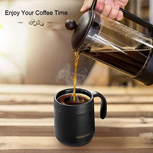 Image of Mockery Stainless Steel 350ml Coffee Travel Tumbler Cup, Thermal Mug, Insulated Tumbler, Tea Cup and Mug, Cup with Lid and Handle for Travel, Office Desk, Work (Black)
