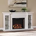 SEI Furniture Henstinger Electric Fireplace w/Bookcase, White