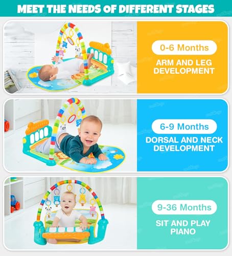 Image of Zest 4 Toyz Baby Play Mat for Babies (1 Year Warranty) Play Gym Floor Mat for Kids with Hanging Rattles Lights & Musical Keyboard Kick and Play Bed | Piano Gifts for New Born Baby - Made in India