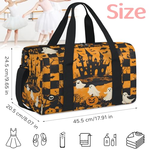 Halloween Themed Travel Duffle Bag Sports Yoga Weekender Overnight Workout Bags Spooky Lightweight Waterproof Gym Tote Bag for Women2