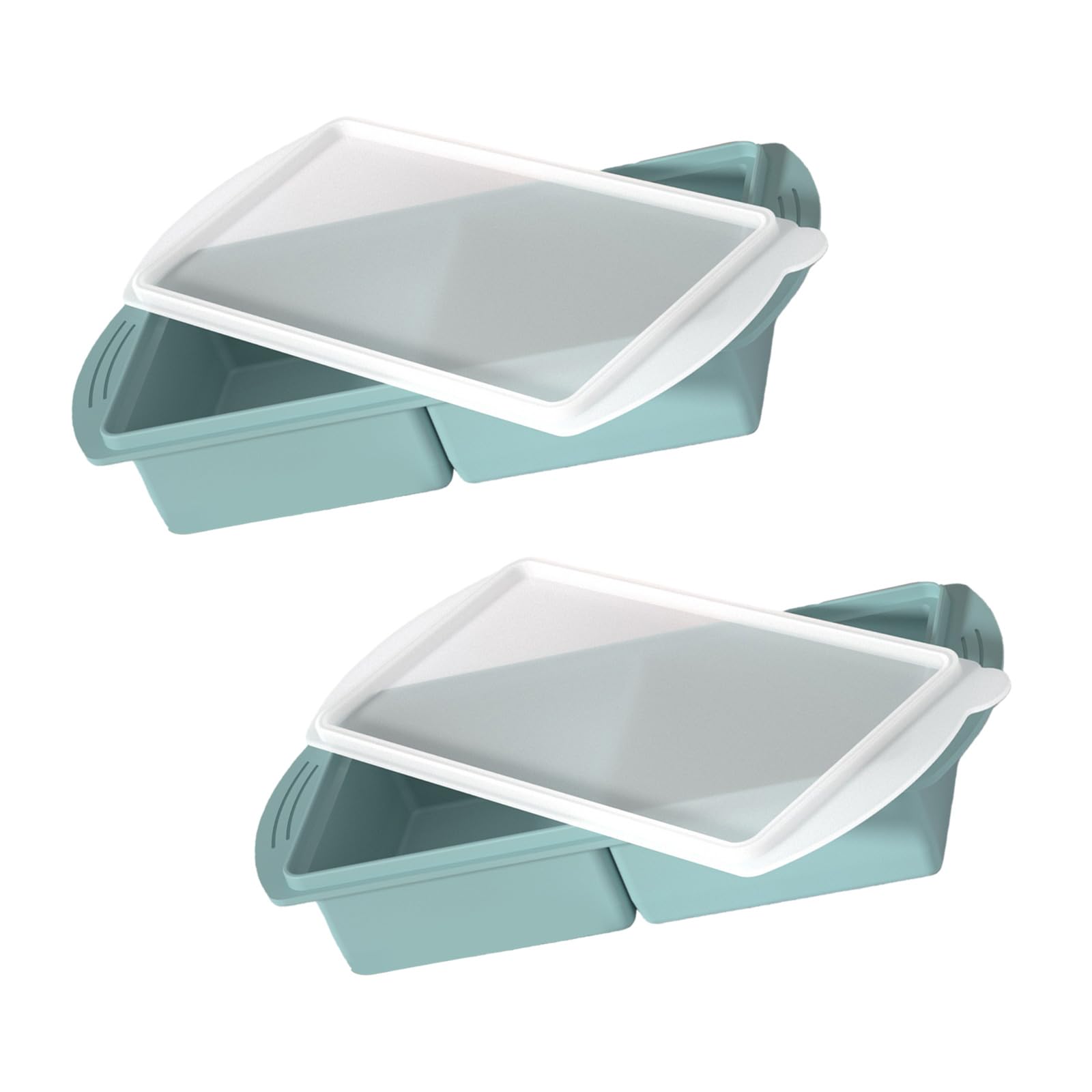 Juego de 2 bandejas grandes de bloques de hielo con cubiertas protectoras ABS resistente para congelar sopas, salsas y bebidas, agarre antideslizante, juego de bandejas de hielo