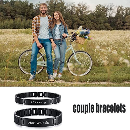 Xuanpai Personalized His And Hers Bracelet Stainless Steel Love Quote Engraved Couple Link Bracelets Wristband For Lover Christmas Gift Valentine's Day Gift #TOP4