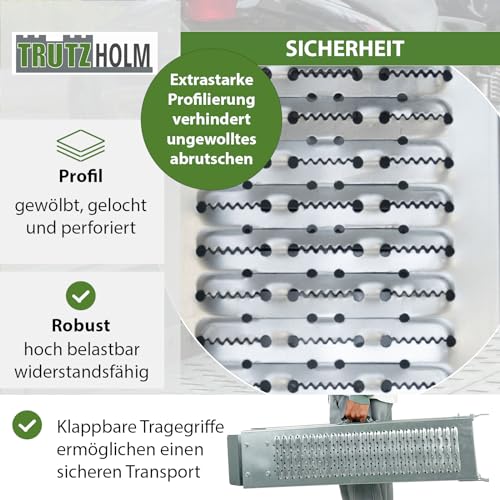 TRUTZHOLM 1 x Auffahrrampe klappbar 189cm Tragkraft 200 kg Stahl grau geriffelt Verladerampe Rampe
