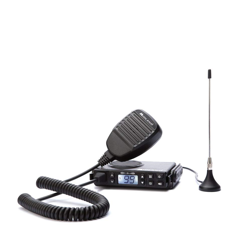 Midland - Radio Ricetrasmittente Veicolare GB1-R, 99 Canali PMR446 (8+91 Programmabili CTCSS), Compatibile con Walkie Talkie PMR - Antenna Magnetica, Alimentazione 12V, Microfono e Supporto Inclusi