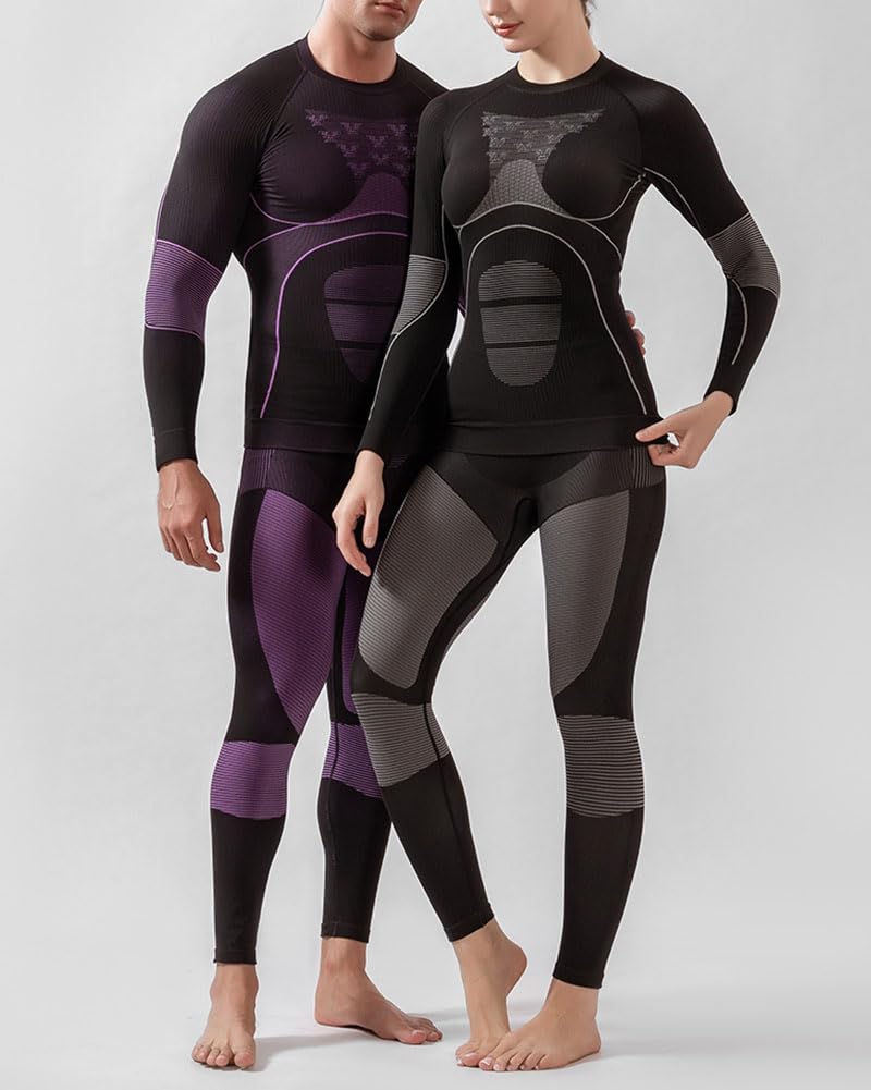 MISSMAO Thermounterwäsche Herren Atmungsaktiv Thermo Funktionswäsche Winter Skiunterwäsche Unterwäsche Thermounterhemd Thermounterhose Base Layer Schnell Trocknend