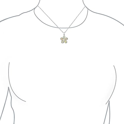 Miniatura 3 de Bling Jewelry White Created Opal Hawaiian Flower Plumeria Necklace Pendant Earrings For Women Girlfriend .925 Sterling Silver October Birthstone