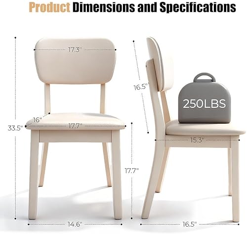 Miniatura 2 de Juego de 2 sillas de cocina, sillas de comedor de madera de granja tapizadas con respaldo, modernas y simples antideslizantes, adecuadas para salas