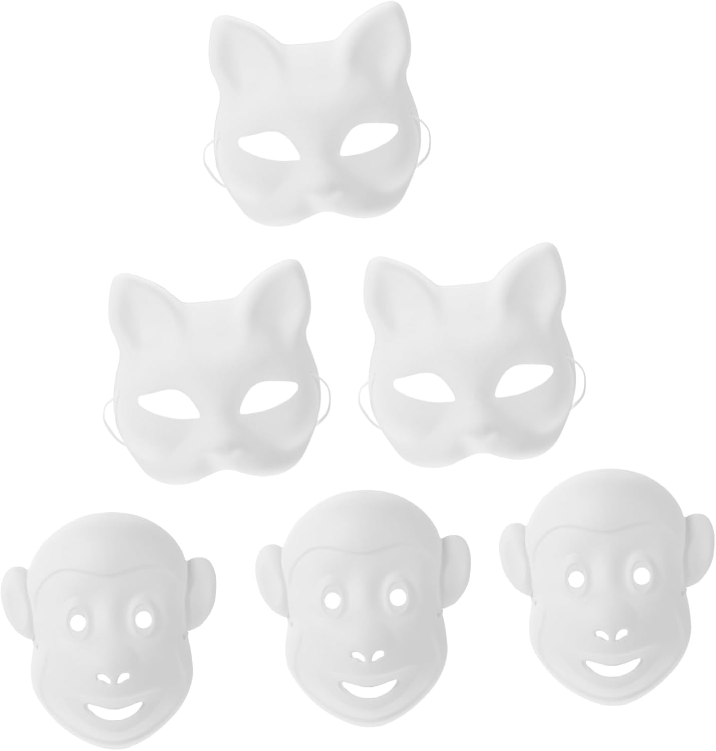 PRETYZOOM Kat 12 Pcs Cosplay DIY Plain Masks Pulp Own Cat Favors Unpainted Create Accessories Painted Halloween Your Hand Mask White Monkey Painting Party Blank Cover Adult Cainival