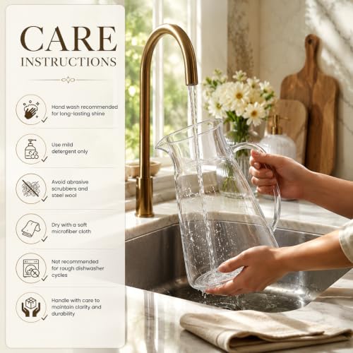 Image of Bellemax Premium Glass Water Jug - 1.8 LTR, Transparent, Hot Cold Water Pitcher with Stainless Steel Lid Water Jug, Iced Tea, Milk and Juice Beverage Carafe, Lemon Jug, 1800ML (TR-03)