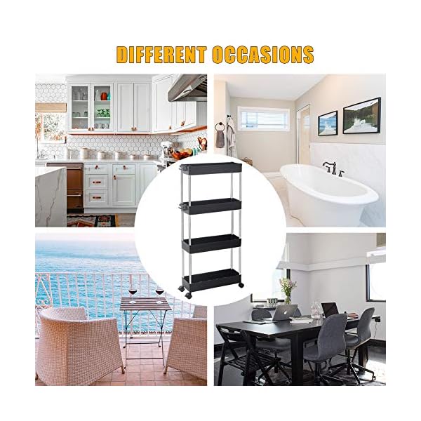 SPACEKEEPER Storage Trolley 3-Tier Slide Out Storage Cart Rolling Utility Cart Storage Shelf Rack on Wheels Trolley Organizer for Office, Kitchen, Bedroom, Bathroom, Laundry Room & Dressers - Image 8