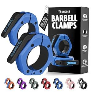 DMoose Fitness Barbell Clips 2″ (Pair) – Quick Release Olympic Barbell Clamps with Anti Slip TPR Lining – Barbell Collars for Secure Weightlifting & Powerlifting – Weight Clips for Bars at Home or Gym