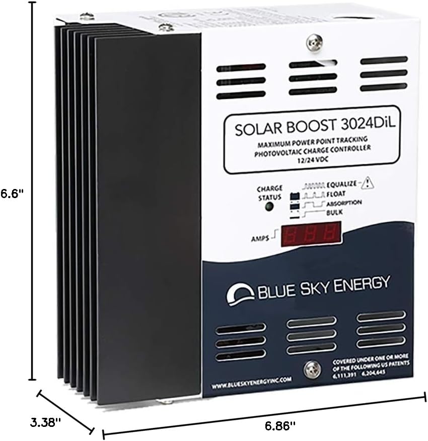 Solar Boost SB3024DiL, MPPT Charge Controller 40A/30A with Display, 12V/24V Battery. Auxiliary Output for Dual Battery Charge or 20A LVD Load Output