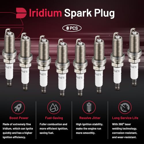 Image of BDFHYK Iridium Spark Plugs LZFR5CI-11 Compatible with Jeep Grand Cherokee Commander,Compatible with Dodge Durango Charger Challenger Dakota 2500 3500 1500 Classic, 300 Aspen 4.7L 5.7L 92145 Set of 8