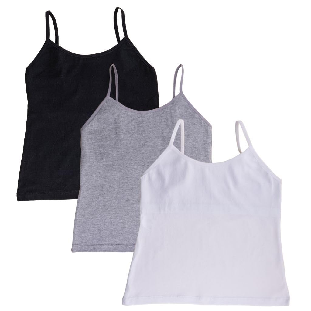 Adira | Cotton Camisole for Beginners | Beginners Cami for Puberty | Flat Padding for Nipple Coversage | Confidence for School & Home | Soft Stretchy Cotton | Pack of 3