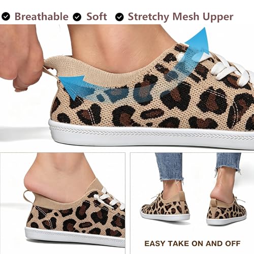 Image of Women's Barefoot Slip-On Sneakers, Slightly Roomy Toe Box, Arch Support Breathable Mesh Walking Loafers with No-Tie Elastic Laces, Non-Slip for All-Day Wear | Size Up Half Size for Wide Feet & High Instep