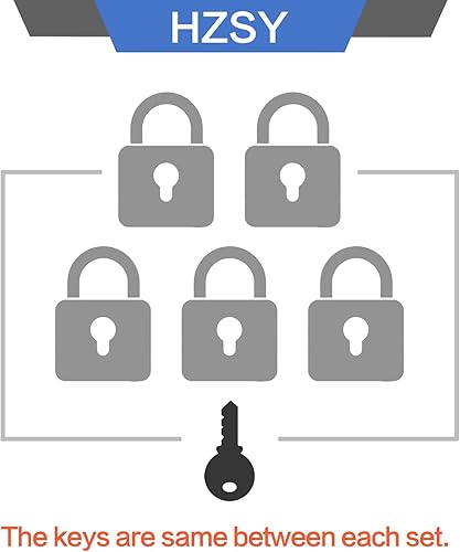 Miniatura 8 de Candados con llave similar, paquete de 6, cerradura con llave de acero laminado (1-916 pulgadas, 1.575 in), candados con la misma llave, grillete