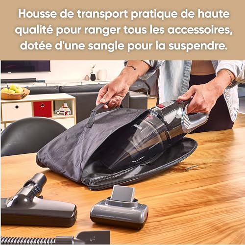 SEVERIN Aspirateur à main convertible Aspirateur balai sans fil avec éclairage LED, Autonomie de 50 min, Aspirateur sans fil avec brosse rotative, Fonction eau et poussières, HV 7147