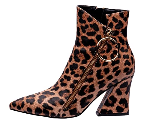 Ninety Union Classic Fashion Bootie With Zipper And Ring Tap, Leopard, 10