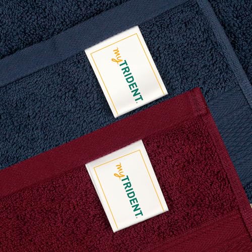 Image of MYTRIDENT Soft Comfort Air Rich Towel 100% Cotton Hand Towel for Daily use, 500 GSM Highly Absorbent Towels for Men /Women, 4Pc Hand Towel Set (41 cm X 66 cm), Wine Red and Navy