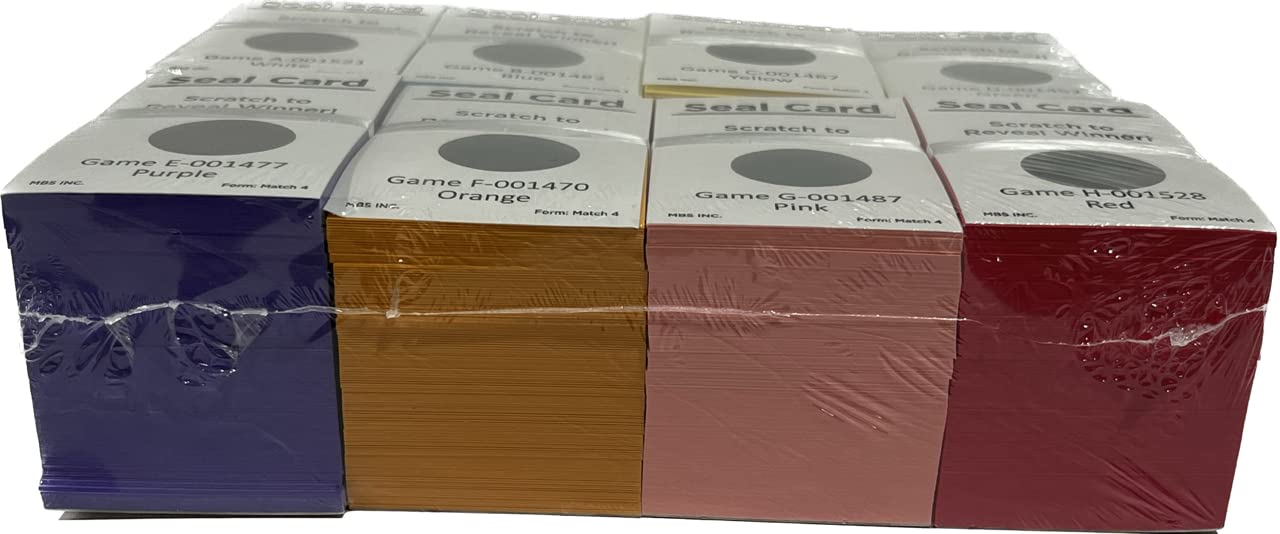 The Ticket Gurus - 4 Tickets mit (4) 3-stelligen Zahlen 000-999 pro Karte ohne Duplikate 250 Tickets pro Set. 8 verschiedene Farben pro Bestellung.
