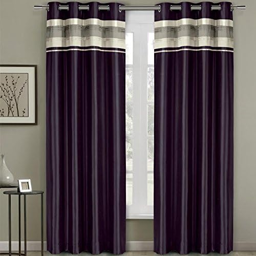 Deluxe Draperies One Top Grommet Blackout Thermal Insulated Curtain Panels, Triple-Pass Foam Back Layer, Elegant and Contemporary Milan Blackout, Plum, 54" W by 96" L Panel