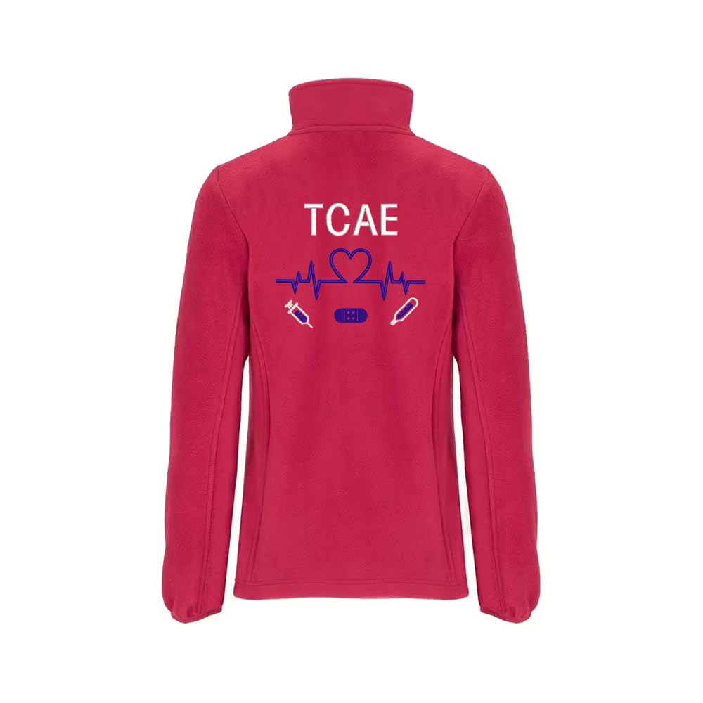 Forro Polar Bordado Mujer Personalizado. Modelo LÍNEA DE Vida-CORAZÓN. Ideal para Sanitarios. Regalos Personalizados. con Cremallera y Bolsillos. Regalos TPMAS.