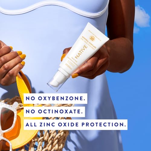 Image of Native Sunscreen SPF 30, Zinc Oxide Dermatologist Tested Suitable for Sensitive Skin & Hawaii Compliant, 1.7 Ounces | Pineapple & Coconut Scent Sun Protection Lotion, Lightweight & Smooth