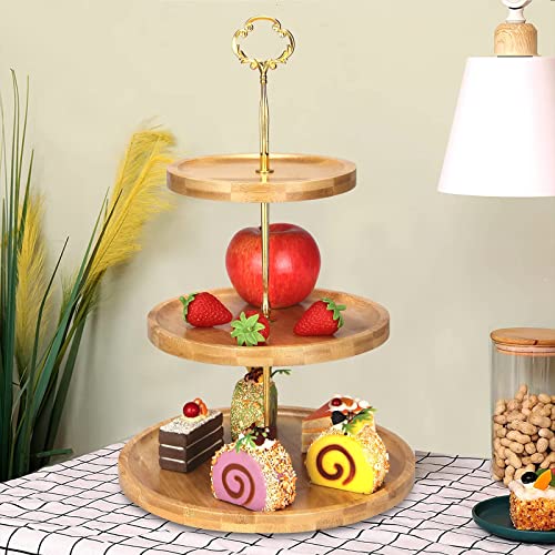 Renawe 3 Tier Bamboo Wooden Cupcake Stand Three Tiered Dessert Stand Wooden Tiered Tray Serving Platter For Wedding Cupcake Display Stand Tier Cake Holder Stand #TOP3