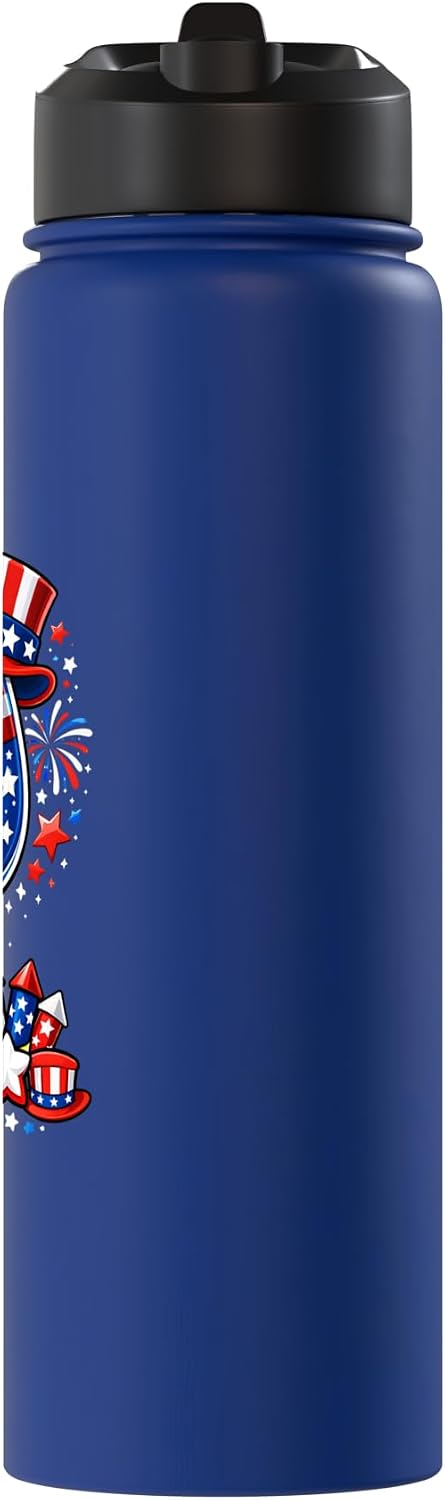 Flag Wine Glass Patriotic Fireworks 250th Years Anniversary Stainless Steel Insulated Water Bottle