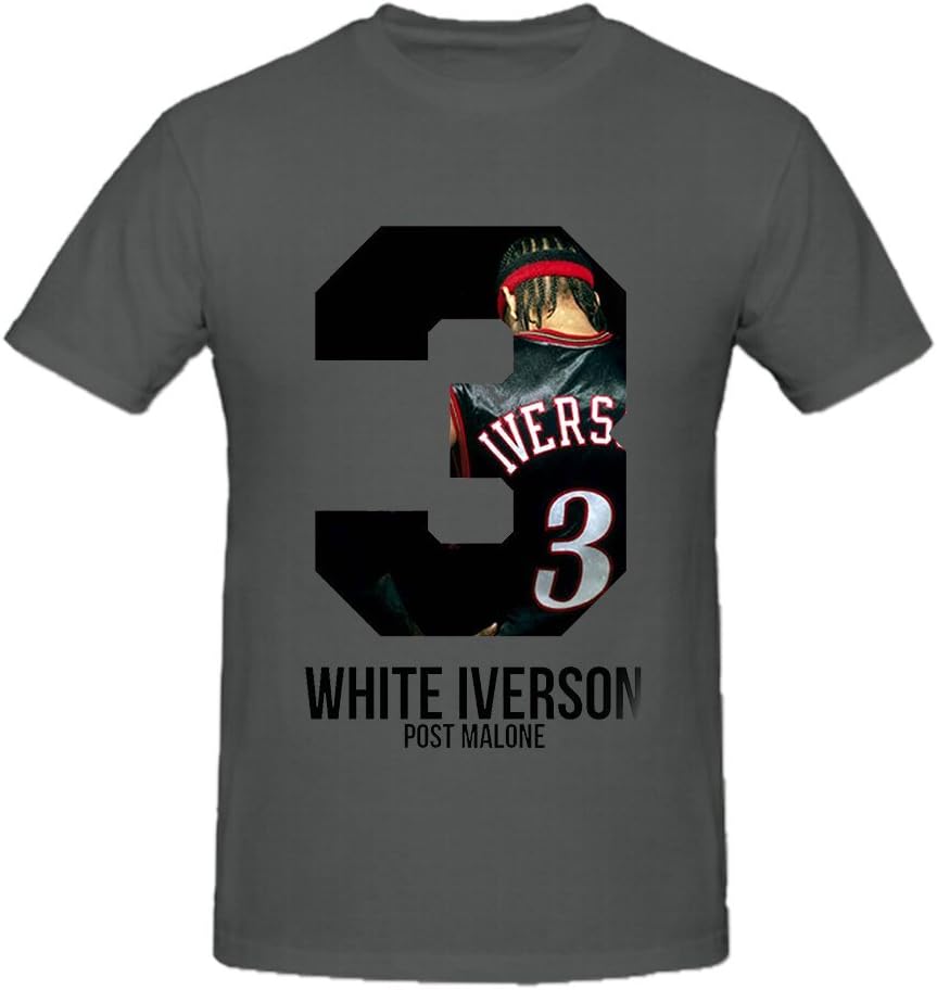 DIYCloTH Men's White Iverson Post Malone Short Round T-Shirt