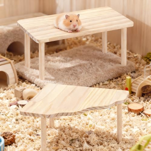 2-Piece Set Hamster Play Wooden Platform for Dwarf Syrian Hamsters Gerbils Mice Degus or Other Small Pets - Image 5