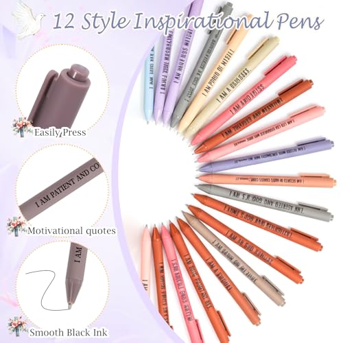 Image of Mooliwe 96 Pcs Positive Affirmation Gift Set Gratitude Notebooks with Pens Small Bags Motivational Encouragement Notepads Daily Affirmations Journal for Women Stress Relief Self Care (Bible)