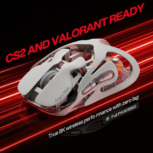 Image of Angry miao AM Infinity Wireless Gaming Mouse, 49g Magnesium-Aluminum, PAW3950 30K DPI, 8K Polling, Anti-Double Click Optical-Micro Switches, Hot-Swap Battery, Tri-Mode RGB Programmable Mouse for FPS