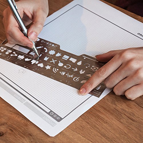 Estênceis de aço inoxidável UI ProGO para desenho portátil – Perfeito para design de UI UX – Ícones