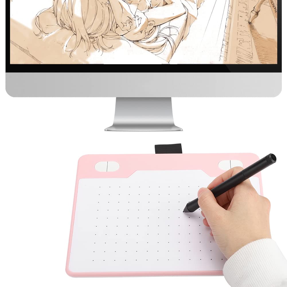 Bewinner Tavoletta Grafica Portatile con Penna a Pressione 8192 Livelli, Tappetino per Scrittura Digitale per, OSX, Tavoletta USB a Induzione Elettromagnetica per Schizzi e Arte (PINK)