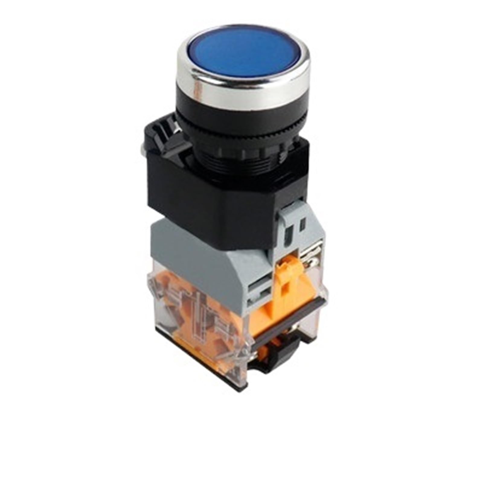 Interrupteur à bouton-poussoir LA38-11D jaune 22mm 6V à contact argent - 4