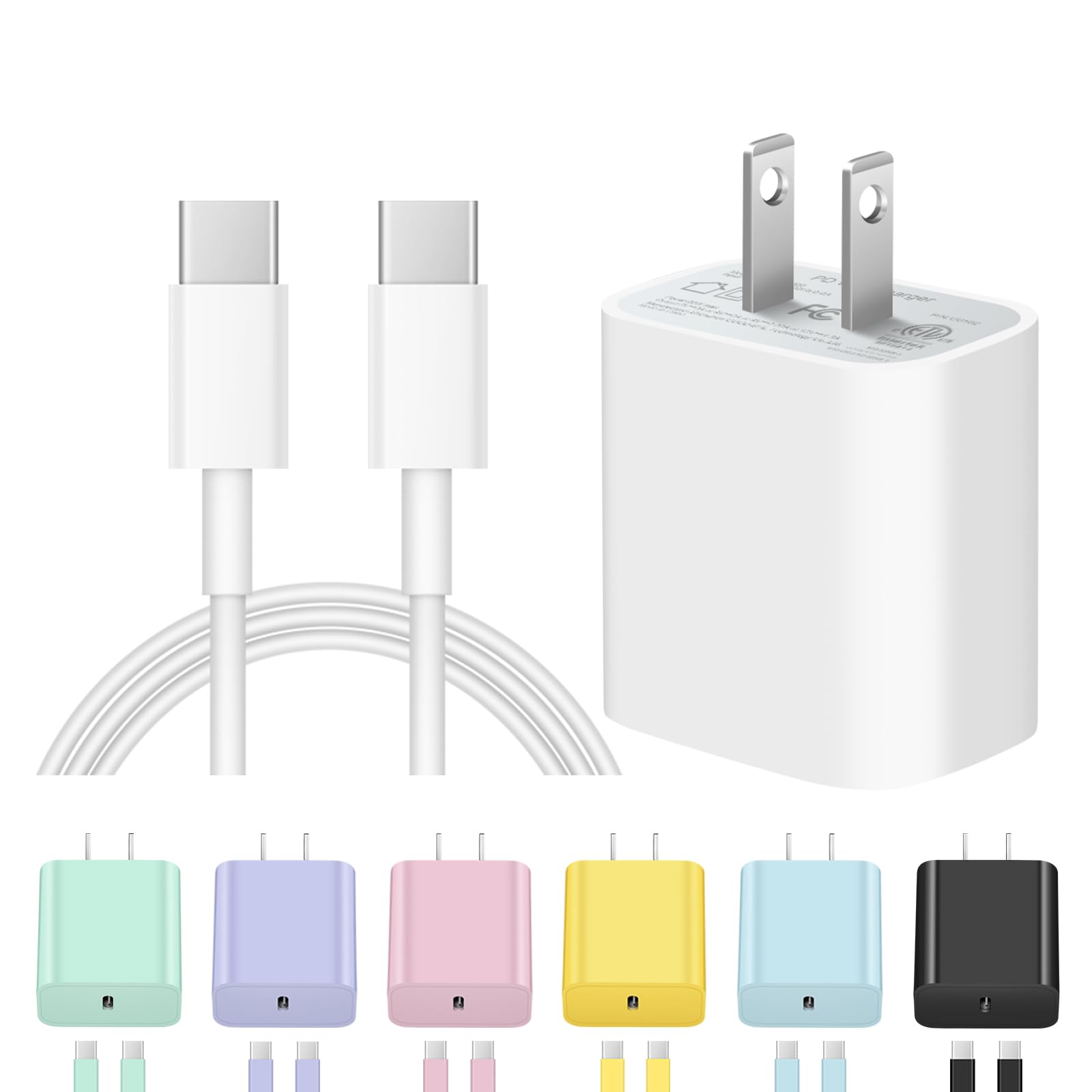 iPhone 16 15 Charger [Apple MFi Certified] 20W USB C Charger Block with 6FT USB C to Type C Cable Compatible with iPhone 16 Pro/16 Pro Max/15/15 Pro Max/16e, iPad Pro12.9/11