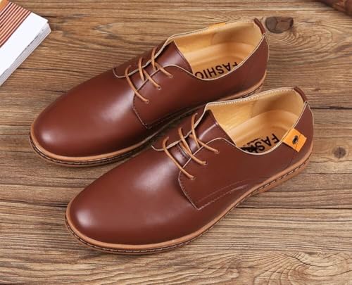 Men's Comfortable Round Toe Oxford Lace-Up Leather Casual Shoes for Business Work Outdoor Walking4