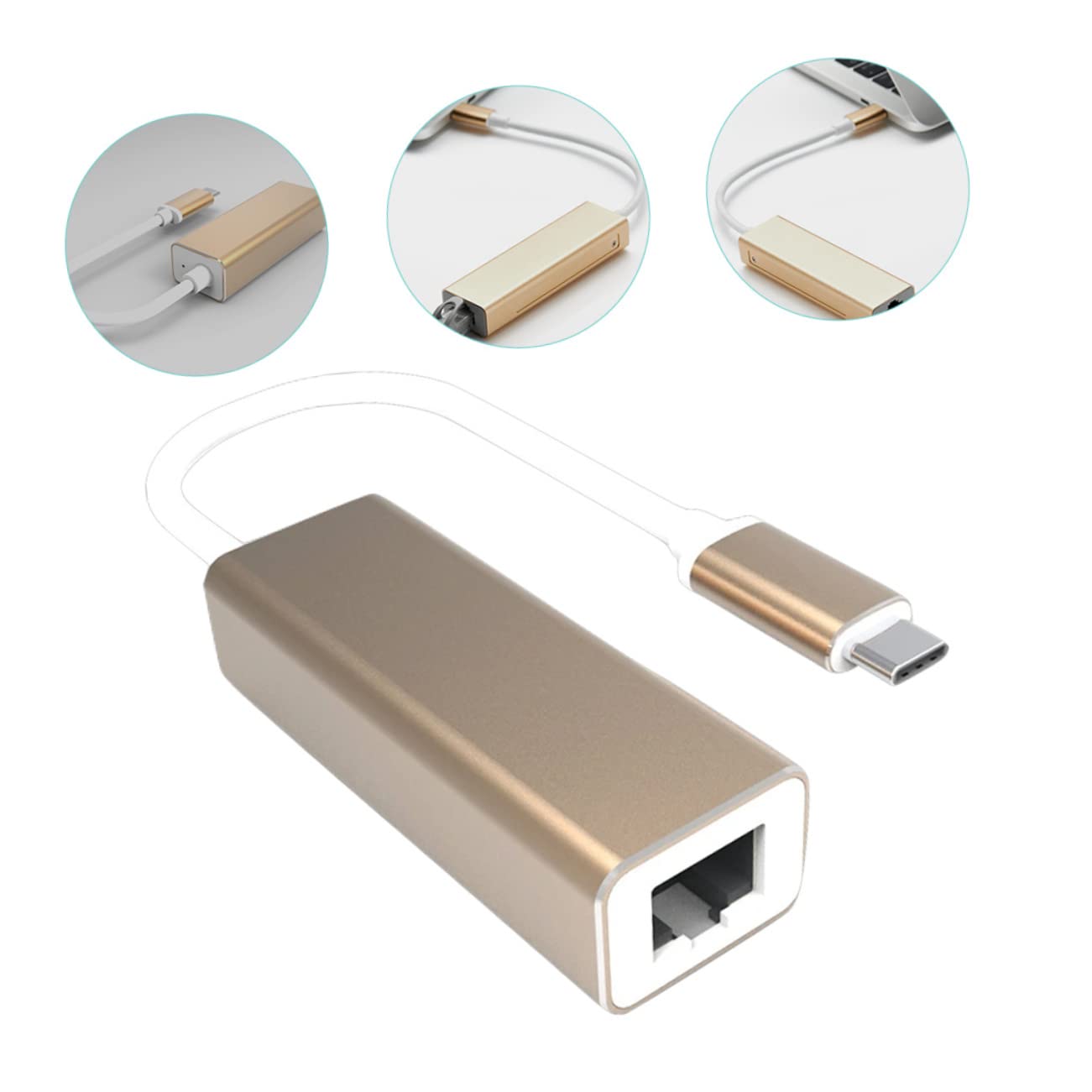 OSALADI Adaptateur USB vers Ethernet Haute Vitesse 3 Pièces Carte Réseau 1000 Mbps Convertisseur USB-c vers Ethernet pour Pc