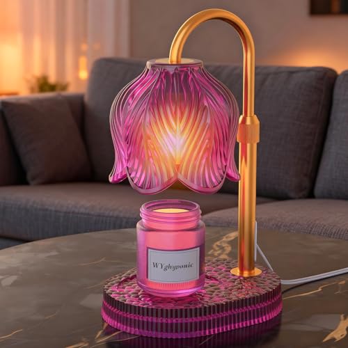 WYghyronic Flower Candle Warmer Lamp Adjustable Timer & Dimmer (Pink)