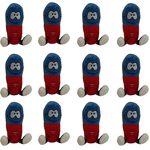5" Inch Plush Giggling Happy Pill in Blue and Red (Set of 12)
