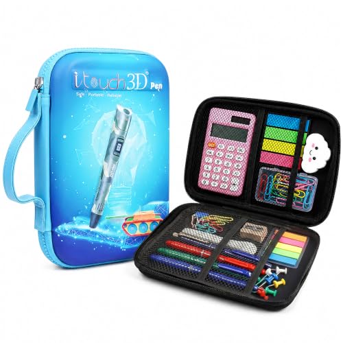Image of WOL 3D Cartoon Printed Pencil Case with Compartments | Large Capacity Stationery Organizer Zipper Pouch, Water-Resistant Pen Holder for Girls, Boys, Kids, School, Travel & Office Use - Blue