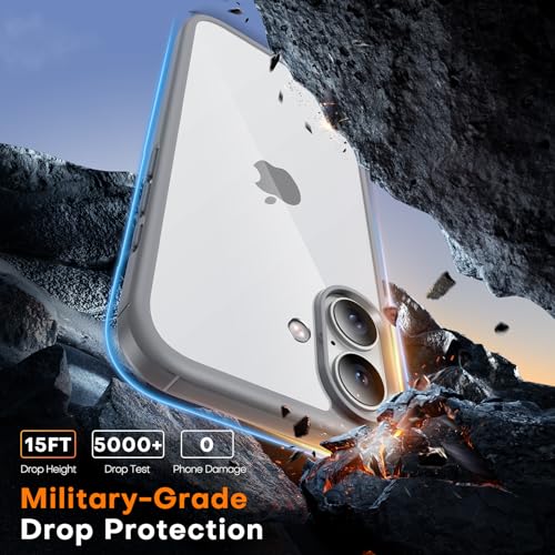 Image of TAURI for iPhone 17 Case, with Screen Protector, Grey | Full Camera Protection, Anti-Yellowing Military-Grade Protection Shockproof Slim Phone Case for iPhone 17