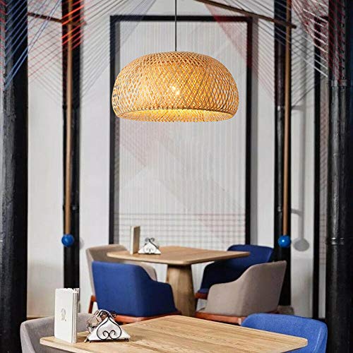 CNCEST Chandelier Lamp, Rustic Hanging Ceiling Lamp Bamboo Wicker Rattan Shade Pendant Light Fixture for Bedroom Living Room Study Room Restaurant US - Image 9