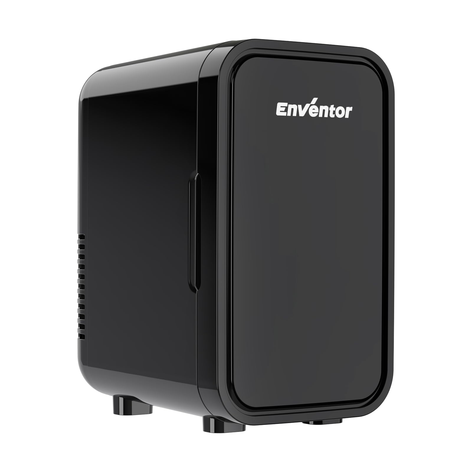 Enventor Mini Kühlschrank, 6 Liter/8 Dosen, AC+12V DC-Stromversorgung, Tragbarer Kühler und Wärmer, Kleiner Kühlschrank für Schlafzimmer, Auto, Hautpflege, Obst und Getränke, Schwarz