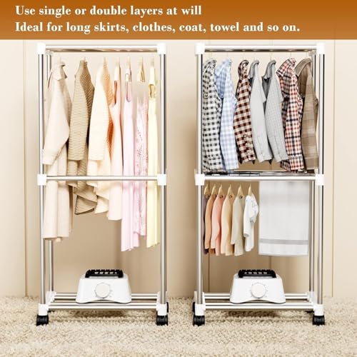 Secadora de Ropa Eléctrica Portátil con temporizador, armario de secado de ropa de 60 pulgadas de gran capacidad, tendedero eléctrico para el hogar | Apartamentos (Azul CF1) - imagen 6